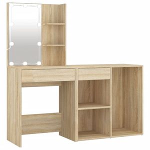 vidaXL LED toaletn&iacute; stolek se skř&iacute;ňkou dub sonoma kompozitn&iacute; dřevo