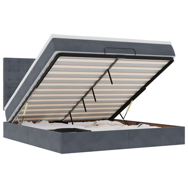 vidaXL Osmansk&yacute; r&aacute;m postele s matrac&iacute;es tmavě &scaron;ed&aacute; 160x200cm samet