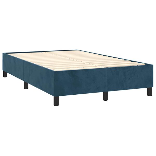 vidaXL Box spring postel s matrac&iacute; tmavě modr&aacute; 120 x 200 cm samet