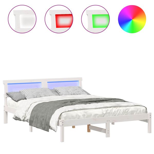 vidaXL R&aacute;m postele s čelo B&iacute;l&aacute; 160 x 200 cm Masivn&iacute; borov&eacute; dřevo