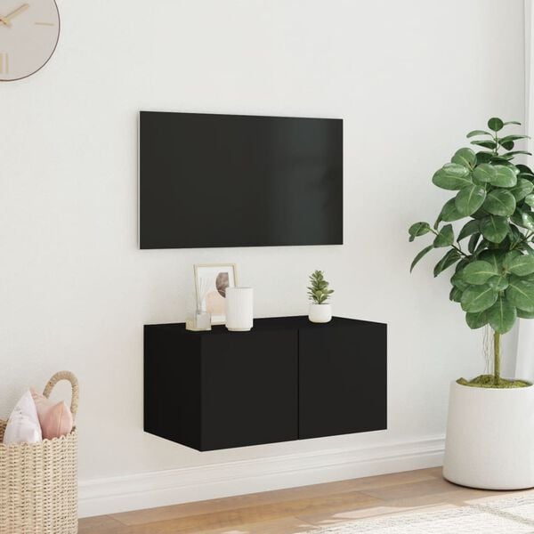 vidaXL N&aacute;stěnn&aacute; TV skř&iacute;ňka s LED osvětlen&iacute;m čern&aacute; 60 x 35 x 31 cm