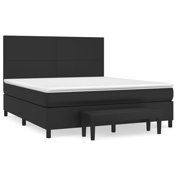 vidaXL Box spring postel s matrac&iacute; čern&aacute; 180x200 cm uměl&aacute; kůže