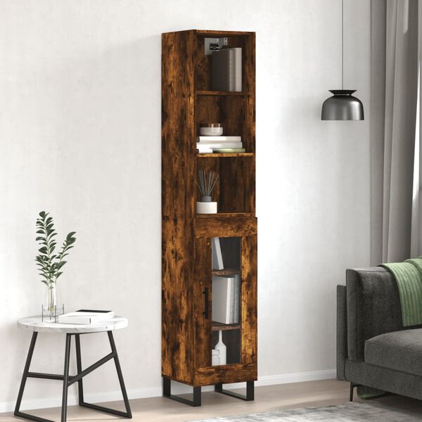 vidaXL Skř&iacute;ň highboard kouřov&yacute; dub 34,5 x 34 x 180 cm kompozitn&iacute; dřevo