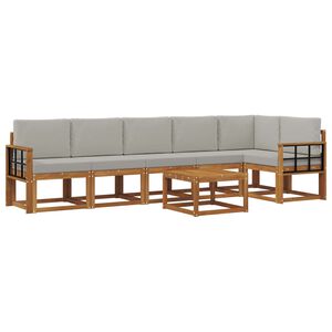 vidaXL Venkovn&iacute; pohovkov&aacute; souprava 7 pcs Př&iacute;rodn&iacute; a světle &scaron;ed&aacute;