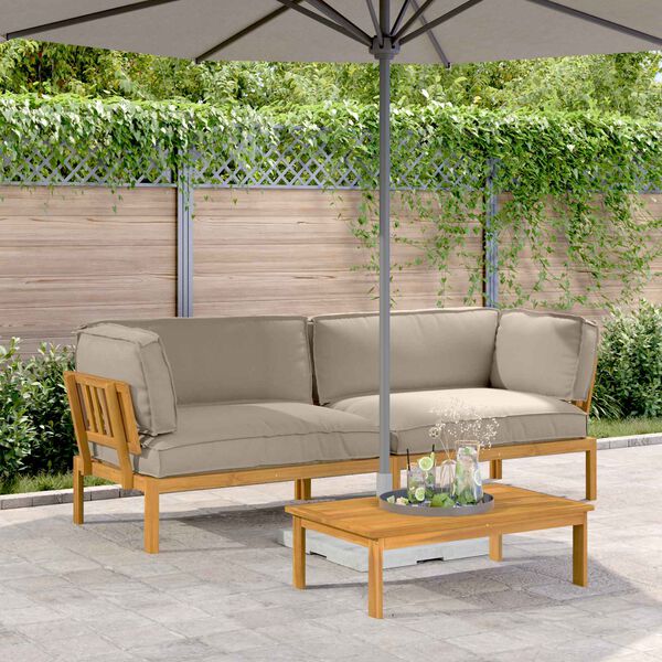 vidaXL Set pohovek s pol&scaron;t&aacute;řem 2 pcs Taupe Masivn&iacute; ak&aacute;tov&eacute; dřevo