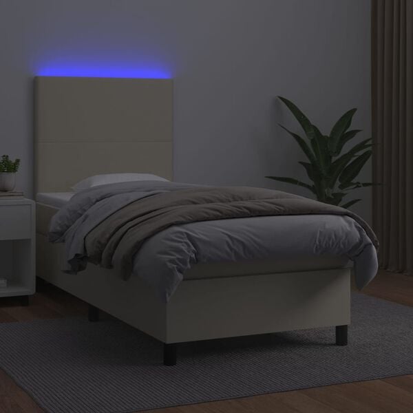 vidaXL Box spring postel s matrac&iacute; a LED kr&eacute;mov&aacute; 80x200 cm uměl&aacute; kůže