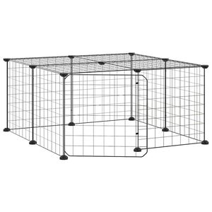 vidaXL 12panelov&aacute; ohr&aacute;dka pro zv&iacute;řata s dv&iacute;řky čern&aacute; 35 x 35 cm ocel