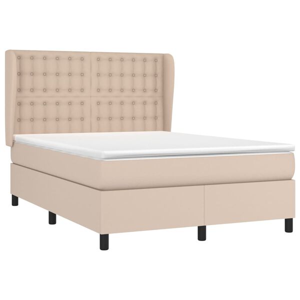 vidaXL Box spring postel s matrac&iacute; cappuccino 140x200 cm uměl&aacute; kůže