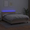 vidaXL Box spring postel matrace a LED cappuccino 140x190cm uměl&aacute; kůže