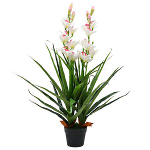 vidaXL Uměl&aacute; rostlina orchidej člunatec s květin&aacute;čem 100 cm