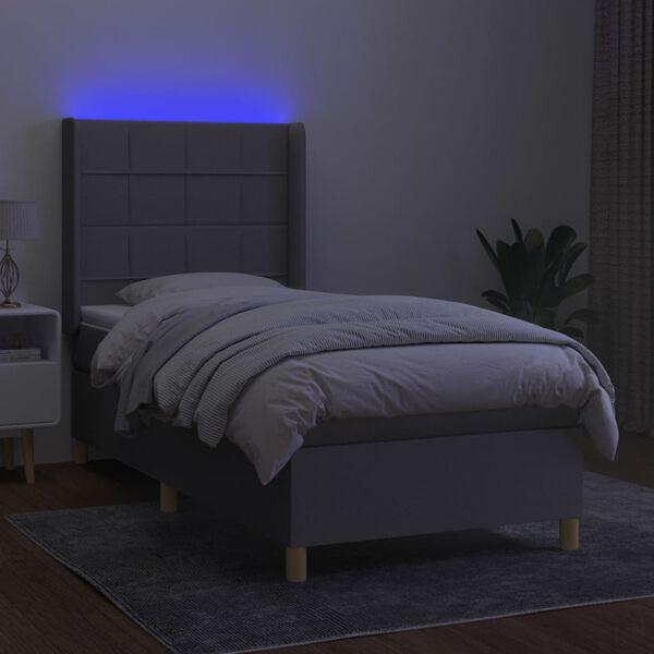 vidaXL Box spring postel s matrac&iacute; a LED světle &scaron;ed&aacute; 80x200 cm textil