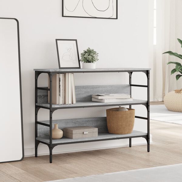 vidaXL Konzolov&yacute; stolek &scaron;ed&yacute; sonoma 100 x 32 x 75 cm kompozitn&iacute; dřevo