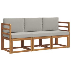 vidaXL Venkovn&iacute; pohovkov&aacute; souprava 3 pcs Př&iacute;rodn&iacute; a světle &scaron;ed&aacute;