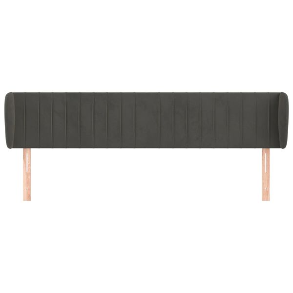 vidaXL Čelo postele typu u&scaron;&aacute;k tmavě &scaron;ed&eacute; 163x23x78/88 cm samet