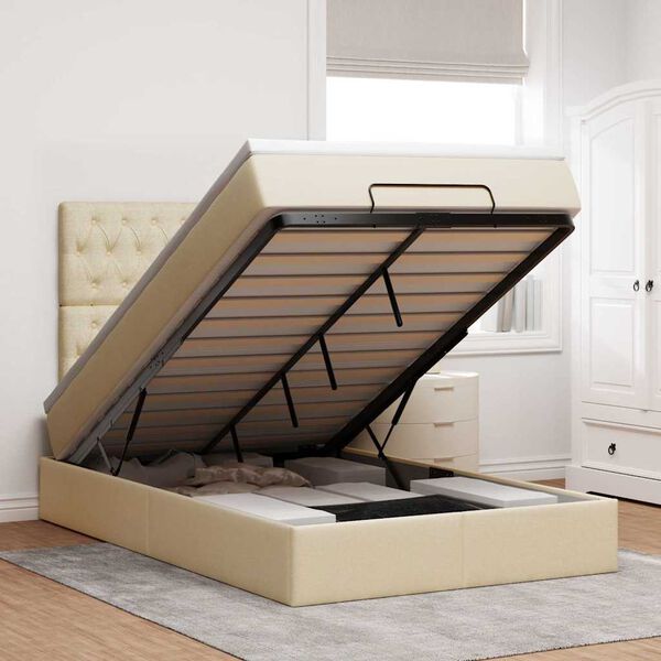 vidaXL Osmansk&yacute; r&aacute;m postele s matrac&iacute; kr&eacute;mově 120x200cm textil