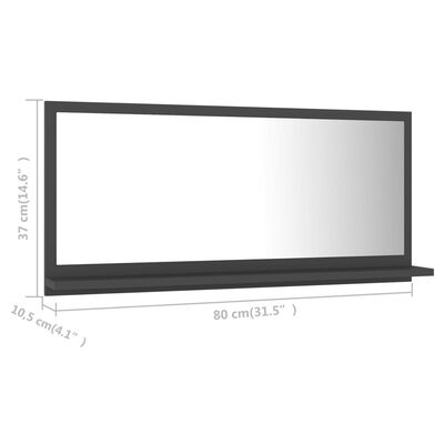 vidaXL Koupelnové zrcadlo šedé 80 x 10,5 x 37 cm dřevotříska