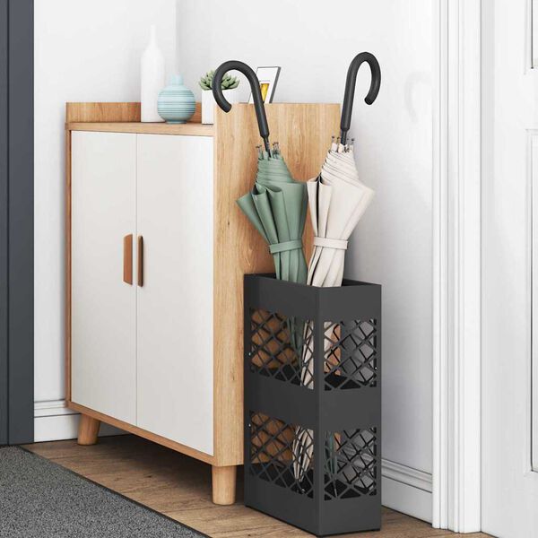 vidaXL Stojan na slunečníky s úložištěm Černá 28 x 12 x 41 cm Ocel