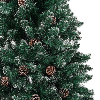 vidaXL Úzký vánoční stromek s LED pravé dřevo zasněžený zelený 180 cm