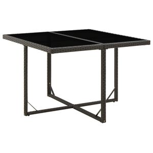vidaXL Zahradn&iacute; stůl čern&yacute; 109 x 107 x 74 cm polyratan a sklo