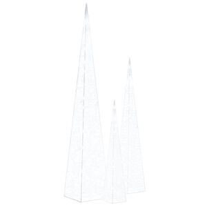 vidaXL Sada akrylov&yacute;ch světeln&yacute;ch LED kuželů studen&aacute; b&iacute;l&aacute; 60/90/120 cm