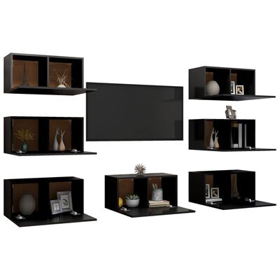 vidaXL TV stolky 7 ks černé 30,5 x 30 x 60 cm dřevotříska