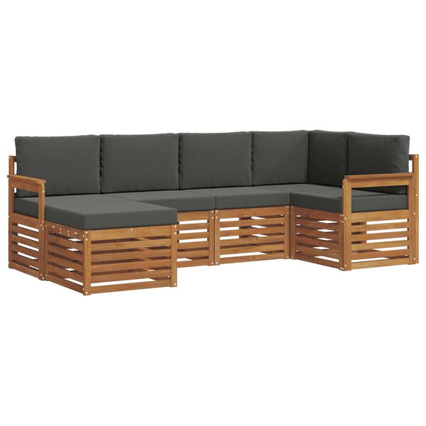 vidaXL Rohov&aacute; sofa sada s pol&scaron;t&aacute;řem 6 pcs Přirozen&aacute; a Anthracitov&aacute;