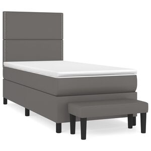 vidaXL Box spring postel s matrac&iacute; &scaron;ed&aacute; 90x190 cm uměl&aacute; kůže