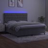 vidaXL Box spring postel s matrac&iacute; a LED světle &scaron;ed&aacute; 180x200 cm samet