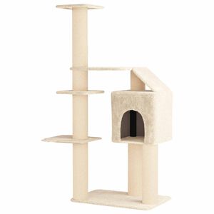 vidaXL Kočič&iacute; strom se &scaron;krabac&iacute;mi sloupky sisal Kr&eacute;mov&aacute; 183 cm