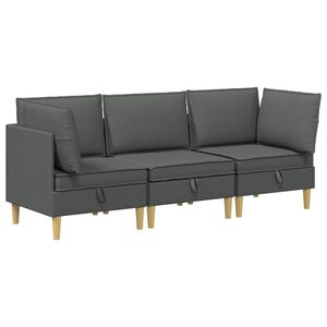 vidaXL Modul&aacute;rn&iacute; pohovka se storage 3 ks Tmavě &scaron;ed&aacute; Textil