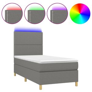 vidaXL Box spring postel s matrac&iacute; a LED tmavě &scaron;ed&aacute; 80 x 200 cm textil