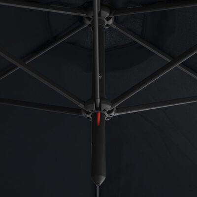 vidaXL Dvojitý slunečník s ocelovou tyčí černý 600 cm