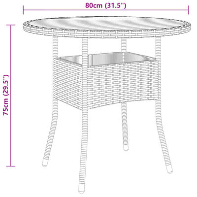 vidaXL Zahradní stůl Ø 80 x 75 cm akáciové dřevo a polyratan šedý