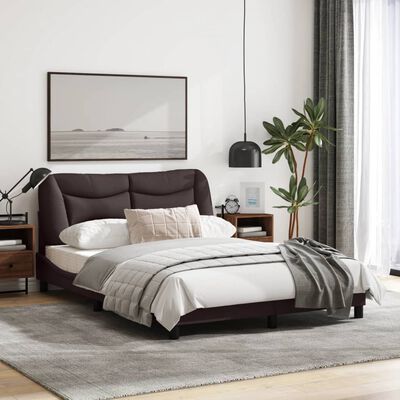 vidaXL Rám postele s čelem tmavě hnědý 140x200 cm textil