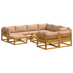 vidaXL Set pohovek 10 ks Př&iacute;rodn&iacute; Masivn&iacute; ak&aacute;tov&eacute; dřevo