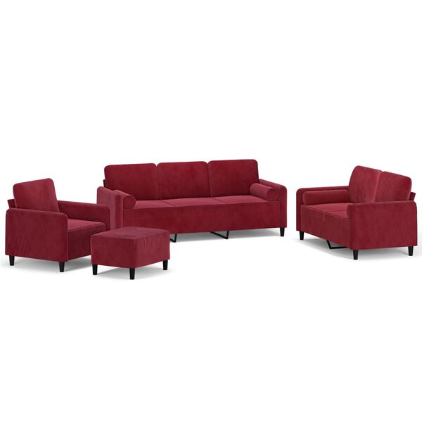 vidaXL 4d&iacute;ln&aacute; sedac&iacute; souprava s pol&scaron;t&aacute;ři a podu&scaron;kami v&iacute;nov&aacute; samet