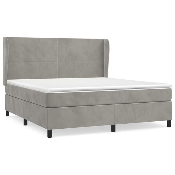 vidaXL Box spring postel s matrac&iacute; světle &scaron;ed&aacute; 180x200 cm samet