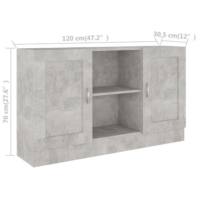 vidaXL Příborník betonově šedý 120 x 30,5 x 70 cm dřevotříska
