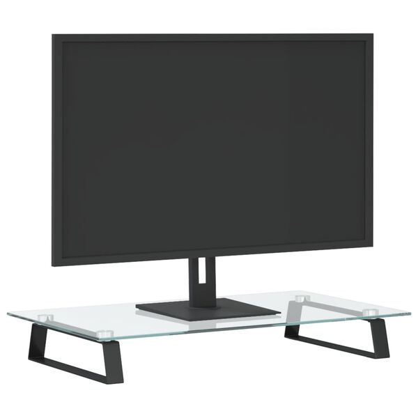 vidaXL Stojan na monitor čern&yacute; 60 x 35 x 8 cm tvrzen&eacute; sklo a kov