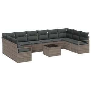 vidaXL Sada zahradn&iacute;ch pohovek 11 pcs Světle &scaron;ed&aacute; polyratan