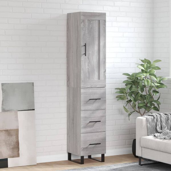 vidaXL Skř&iacute;ň highboard &scaron;ed&aacute; sonoma 34,5 x 34 x 180 cm kompozitn&iacute; dřevo