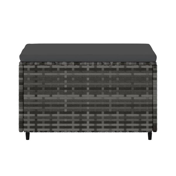 vidaXL Zahradní podnožka s poduškou šedá polyratan