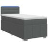vidaXL Box spring postel s matrac&iacute; a LED Tmavě &scaron;ed&aacute; 90 x 190 cm Textil