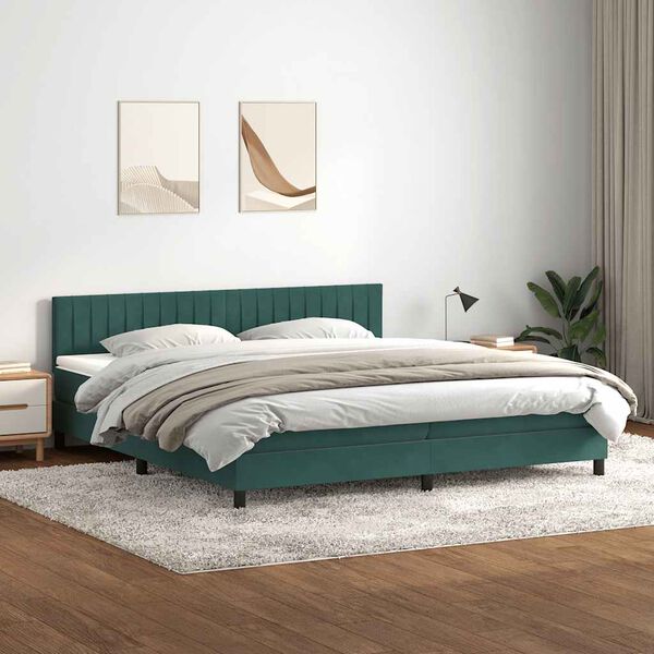 vidaXL Box spring postel s matrac&iacute; tmavě zelen&aacute; 180x220 cm samet