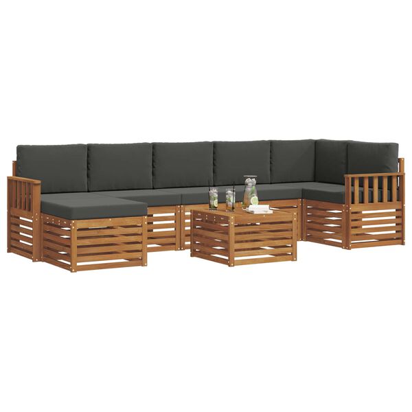 vidaXL Sedac&iacute; soupravy s pol&scaron;t&aacute;řem 8 pcs Přirozen&aacute; a Anthracitov&aacute;