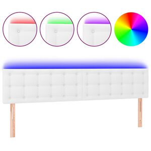 vidaXL Čelo postele s LED b&iacute;l&eacute; 200x5x78/88 cm uměl&aacute; kůže