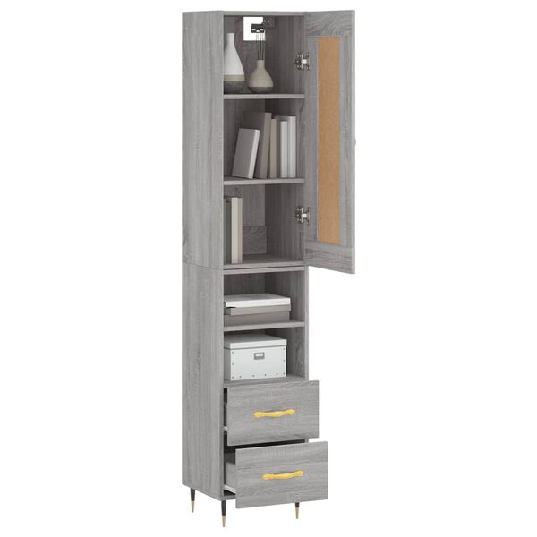 vidaXL Skř&iacute;ň highboard &scaron;ed&aacute; sonoma 34,5 x 34 x 180 cm kompozitn&iacute; dřevo