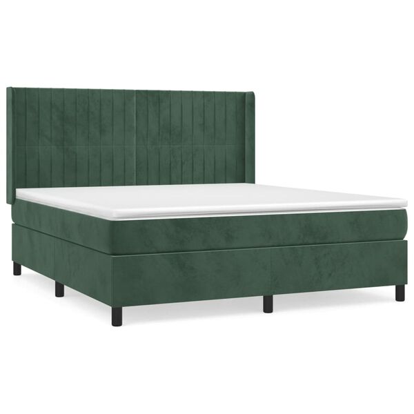 vidaXL Box spring postel s matrac&iacute; tmavě zelen&aacute; 180x200 cm samet