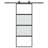 vidaXL Posuvn&eacute; dveře se sadou kov&aacute;n&iacute; čern&eacute; 76x205 cm Tvrzen&eacute; sklo
