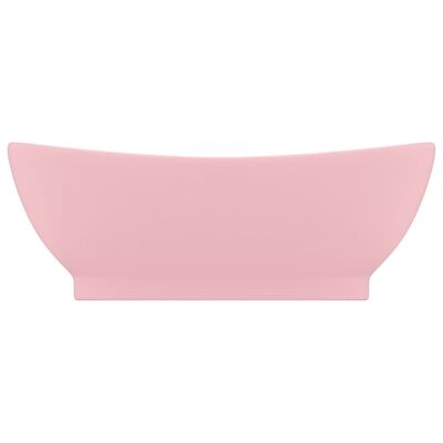 vidaXL Luxusní umyvadlo přepad oválné matné růžové 58,5x39 cm keramika
